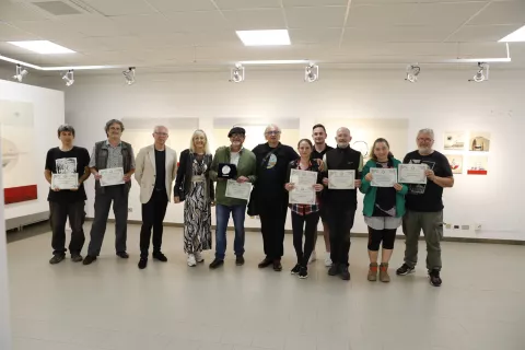 Nagrajeni kranjski likovniki v Coseanu / Foto: Arhiv Lojze Kalinšek