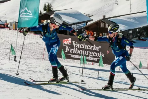 Luka Kovačič in Rea Kolbl sta z 9. mestom na tekmi svetovnega pokala v Villarsu izenačila najboljši slovenski rezultat v olimpijskih mešanih štafetah (foto Royman0) <br> / Foto: Royman0