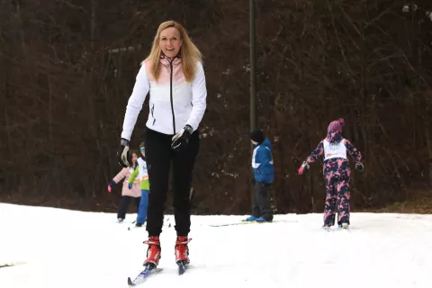 akcija Šolar na smuči nordijski center NC Bonovec Preska Medvode tek na smučeh mladi osnovnošolci prvi koraki na snegu proga / Foto: Gorazd Kavčič