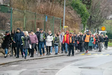 Lepo število udeležencev je prišlo podpret namen shoda in nastajajočega zavoda Bela roža. / Foto: Nik Bertoncelj