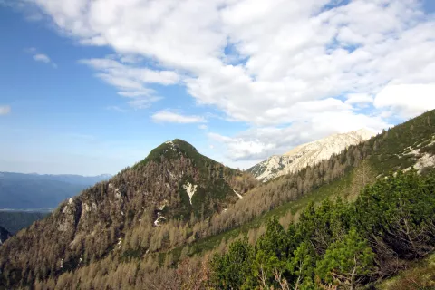 Poraščen vrh na levi je naš tokratni cilj, Srednji vrh. / Foto: Jelena Justin / Foto: 