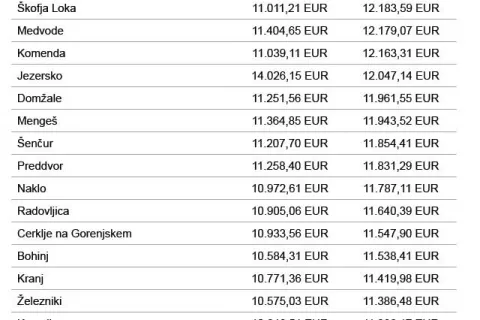 Neto povprečni prihodek na prebivalca / Vir: Statistični urad RS / Foto: 