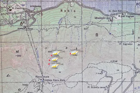  Zemljevid s točkami reševanj na območju Vogla. / Foto: Pu Kranj 