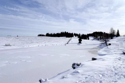 T. i. Črno jezero pozimi komaj opazimo. Od tod do vrha Palnocka nas čaka še cca. 40 minut. / Foto: Jelena Justin / Foto: 