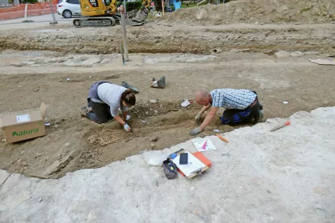 Na območju vaškega jedra Poljan od začetka septembra znova potekajo arheološke raziskave. / Foto: Jure Ferlan / Foto: 