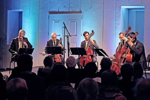 V torek bo v Radovljiški graščini s sporedom instrumentalne glasbe, ki so jo v začetku 17. stoletja poznali na škofovskem dvoru v Ljubljani, nastopil Ansambel Musica cubicularis. Član ansambla je tudi Domen Marinčič, zadnjih petnajst let umetniški vodja Festivala Radovljica. / Foto: Festival Radovljica / Foto: 