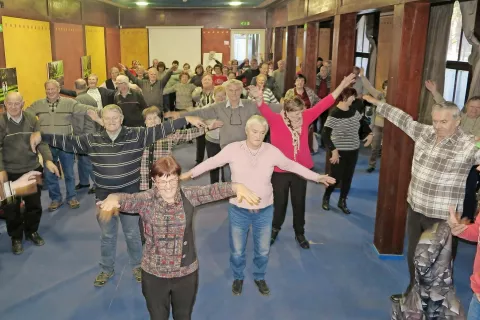 Naša skupina med telovadbo v holističnem centru Term Dobrna / Foto: 